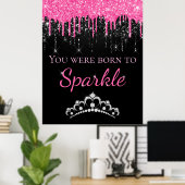 ホットピンクドリッフェイクプグリッター生まれへスパークル ポスター (ホームオフィス)