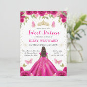 ホットピンクドレスダークスキンプリンセススウィート16 招待状 (スタンド正面)