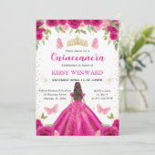 ホットピンクドレスブルネットプリンセスキンセアニェラ 招待状 (スタンド正面)