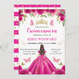 ホットピンクドレスブルネットプリンセスキンセアニェラ 招待状