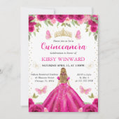 ホットピンクドレスブロンドプリンセスキンセアニェラ 招待状 (正面)