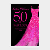 ホットピンクドレス50と素晴らしい50th誕生日ブラック アクリルサイン (正面)