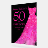 ホットピンクドレス50と素晴らしい50th誕生日ブラック アクリルサイン (傾斜)