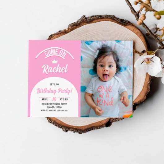 ホットピンクドール招待状、ファッションドールパーティー写真 招待状