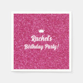 ホットピンクドール招待状、ファッションドールパーティー スタンダードカクテルナプキン (正面)