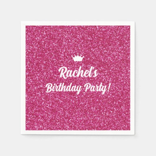 ホットピンクドール招待状、ファッションドールパーティー スタンダードカクテルナプキン (正面)
