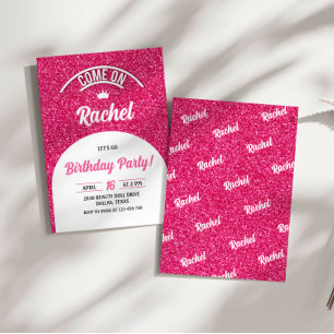 ホットピンクドール招待状、ファッションドールパーティー 招待状