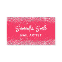 ホットピンクネイルアーティスト用名刺グリッター
