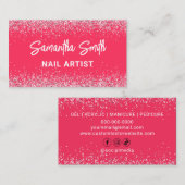 ホットピンクネイルアーティスト用名刺グリッター 名刺 (正面/裏面)
