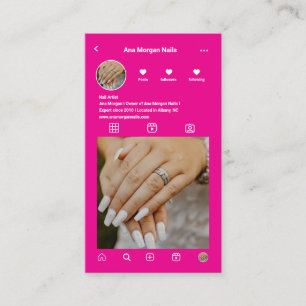 ホットピンクネイルアーティストInstagramフォトグリッドQRコード 名刺