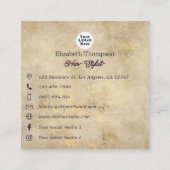 ホットピンクネオンおよびフェイク金ゴールドグリッター スクエア名刺 (裏面)