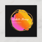 ホットピンクネオングリッタースクエアビジネスカード スクエア名刺 (正面)