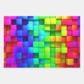 ホットピンクネオングリーンブルーバイオレットギフト ラッピングペーパーシート (正面3)