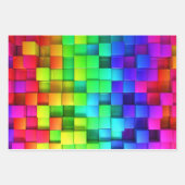 ホットピンクネオングリーンブルーバイオレットギフト ラッピングペーパーシート (正面2)