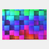 ホットピンクネオングリーンブルーバイオレットギフト ラッピングペーパーシート (正面)