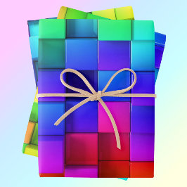 ホットピンクネオングリーンブルーバイオレットギフト ラッピングペーパーシート