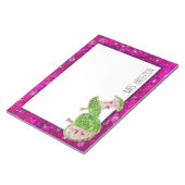 ホットピンクネオングリーン先生Apple教室の名前 ノートパッド (アングル)