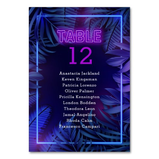 ホットピンクネオングローパーティーエスコートテーブル番号 テーブルナンバー (正面)