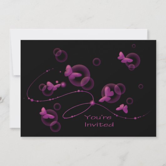 ホットピンクネオンチョーンバースデーパーティー 招待状 (正面)