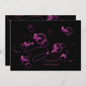 ホットピンクネオンチョーンバースデーパーティー 招待状 (正面/裏面)