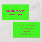 ホットピンクネオン結婚グリーンイベントプランナーカラフル 名刺 (正面/裏面)
