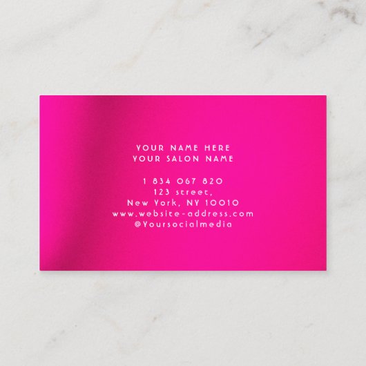 ホットピンクネオン美しいサロン 名刺 (裏面)