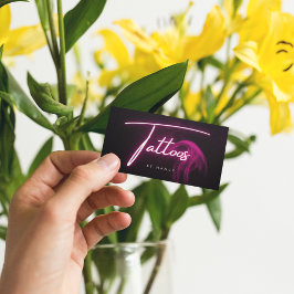 ホットピンクネオン&スモークタトゥー手書きスクリプト 名刺