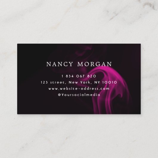 ホットピンクネオン&スモークメイクアップ手書きスクリプト 名刺 (裏面)