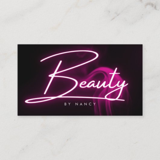 ホットピンクネオン&スモーク美しいサロンスクリプト 名刺 (正面)