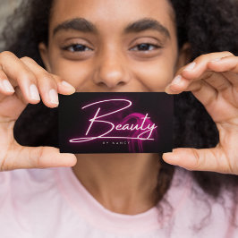 ホットピンクネオン&スモーク美しいサロンスクリプト 名刺