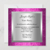 ホットピンクハイヒールシューズシルバーイベントパーティー 招待状 (裏面)