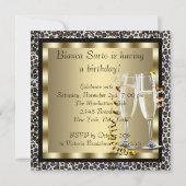 ホットピンクハイヒールシューズ女性ヒョウ誕生日 招待状 (裏面)