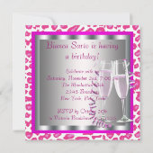 ホットピンクハイヒールシューズ女性ヒョウ誕生日 招待状 (裏面)