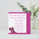ホットピンクハイヒールピンクシークシークインSweet sixteenパーティー 招待状 (スタンド正面)