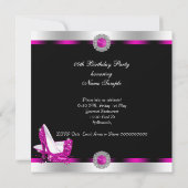 ホットピンクハイヒール黒シルバーバースデーパーティー 招待状 (裏面)