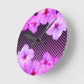 ホットピンクハイビスカス      ラウンド壁時計 (傾斜)