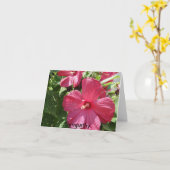 ホットピンクハイビスカス、悔やみや弔慰 カード (黄色い花)