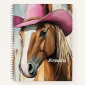 ホットピンクハットホースカスタムガールズウェスタン ノートブック (正面)
