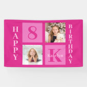 ホットピンクハッピーバースデーかわいいカスタム女の子写真 横断幕 (横)
