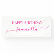 ホットピンクハッピーバースデーかわいい弓の署名名