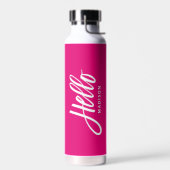 ホットピンクハモダンロシンプルーのスクリプト ウォーターボトル (左面)