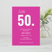 ホットピンクハローフィフティバーデイ招待状 招待状 (スタンド正面)