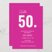 ホットピンクハローフィフティバーデイ招待状 招待状 (正面/裏面)