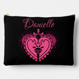 ホットピンクハートおもしろい ガーリー アクセサリーポーチ