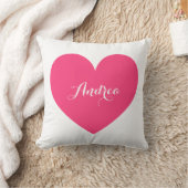 ホットピンクハートと水玉模様パターパーソナライズされたン クッション (ブランケット)