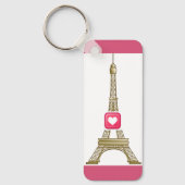 ホットピンクハートエッフェルタワーキーチェーン キーホルダー (正面)