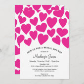 ホットピンクハートブライダルシャワー招待お洒落 招待状 (正面/裏面)