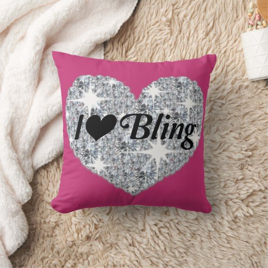 ホットピンクハート枕と私の愛きらきら光る クッション (ブランケット)