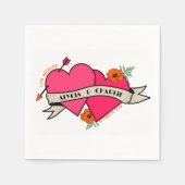 ホットピンクハート結婚カラフル スタンダードカクテルナプキン (正面)