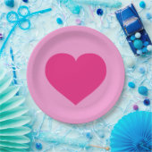 ホットピンクハート ペーパープレート (パーティー)